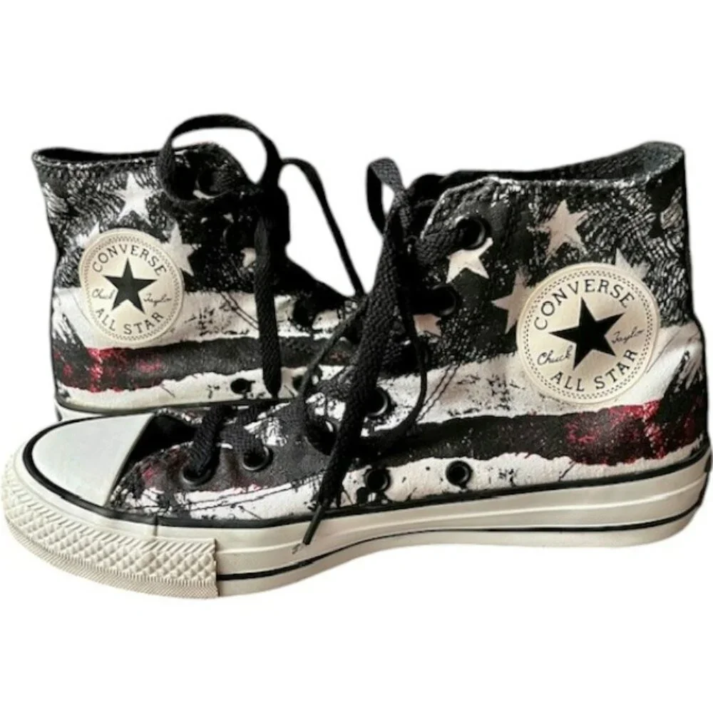 Converse Unisex Chuck Taylor All Star Flag Hi Top - Red/White/Blue/Black - 7 - Picture 5 of 15